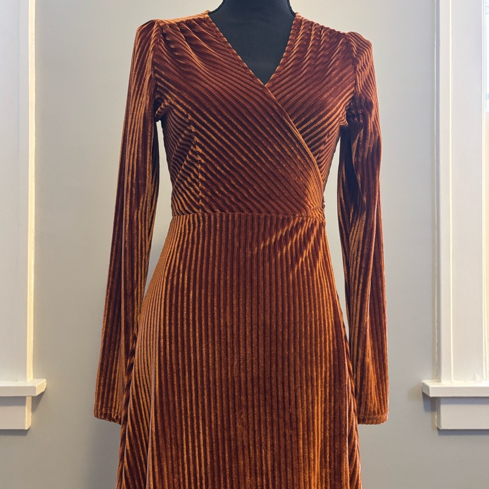 Worn Once - Baltic Born “Jada” Rust Velvet Wrap Bridesmaids Dress